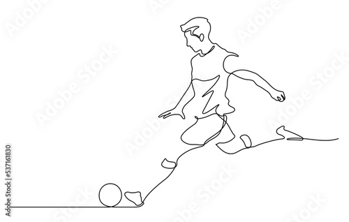 continuous line drawing of man shooting football vector illustration for advertising,celebration,document, application, website, web, mobile app, printing, banner, logo, poster design, etc.
