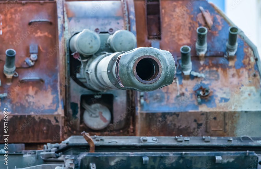 Destroyed Russian military equipment on display in the center of Kyiv on Mikhailovskaya Square. War in Ukraine, tanks, armored personnel carriers Destroyed Russian military equipment on display in the center of Kyiv on Mikhailovskaya Square. War in Ukraine, tanks, armored personnel carriers