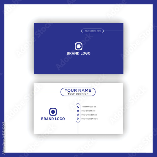 Professional elegant blue and  white clean simple minimalist business card
