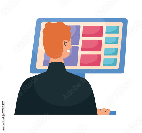 man using desktop back