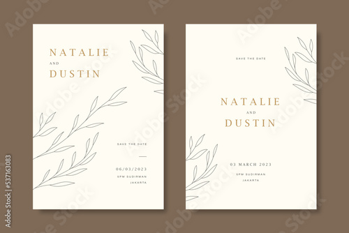 Hand drawn wedding invitation. Wedding invitation concept. Floral poster, invite. Vector decorative greeting card, invitation design background