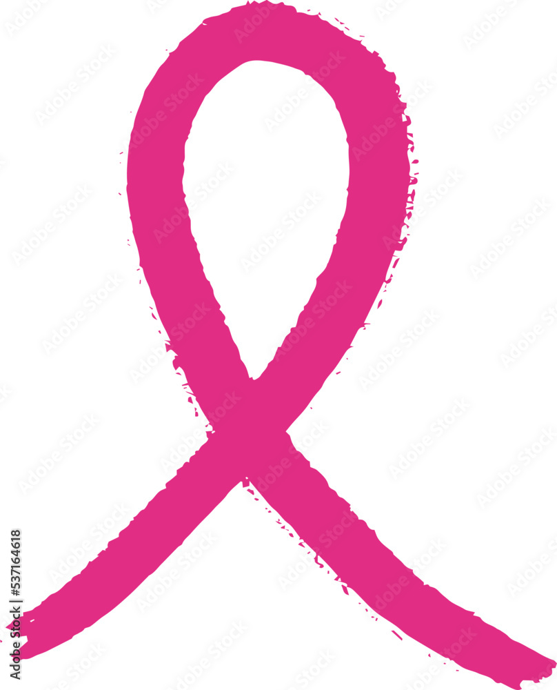 Hand drawn pink ribbon. Symbol of the fight against breast cancer. Vector illustration. Hand drawn pink ribbon. Symbol of the fight against breast cancer. Vector illustration.