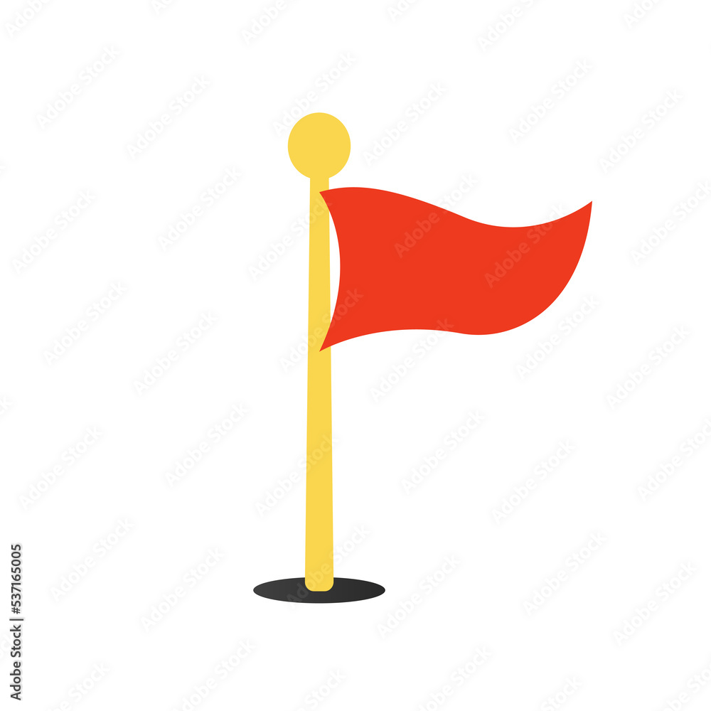 Red golf flag. Vector illustration Red golf flag. Vector illustration