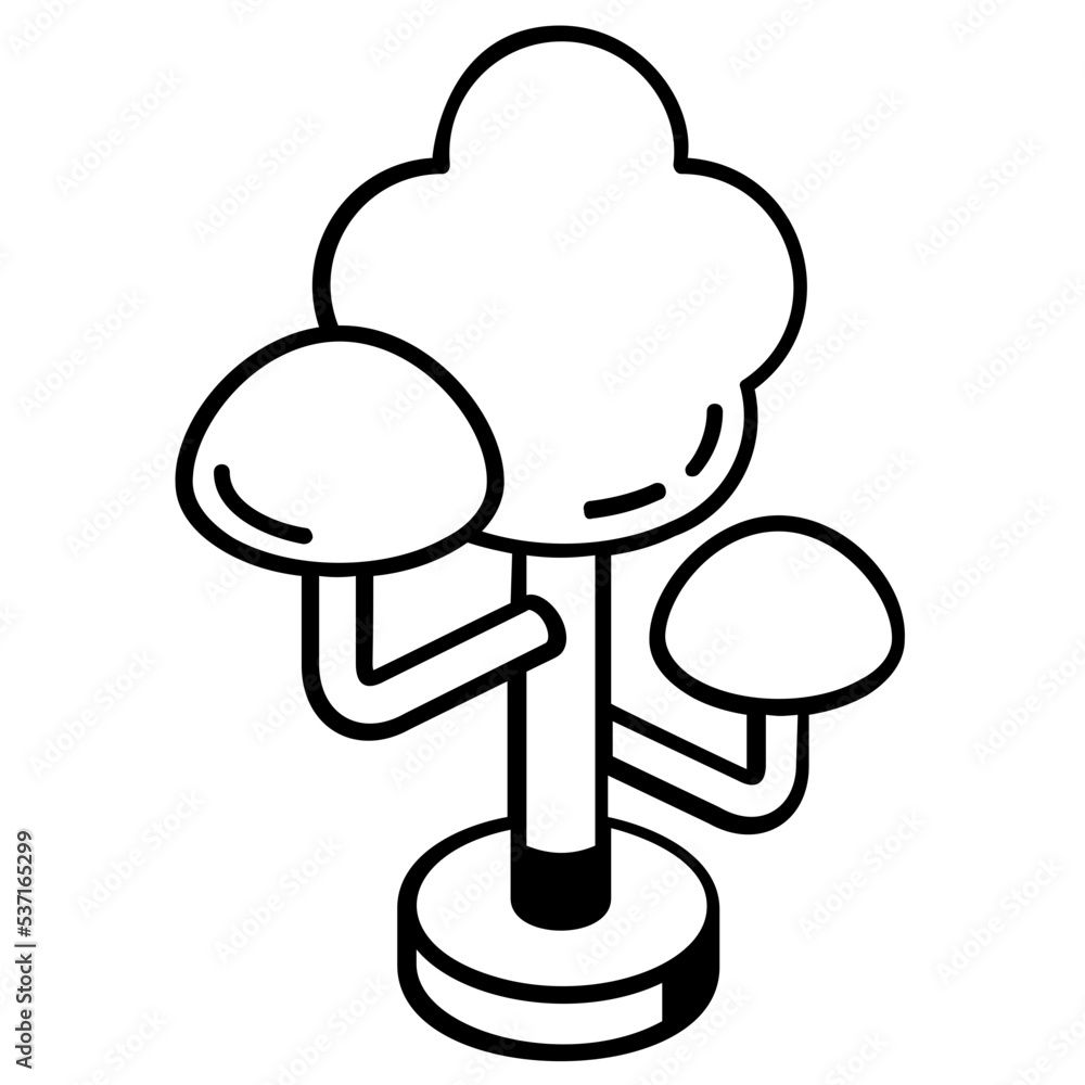 A linear isometric icon of tree A linear isometric icon of tree