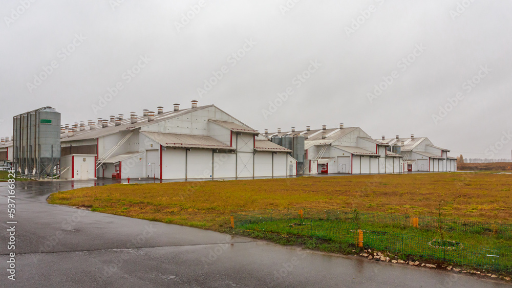 Obraz premium Exterior view of big poultry farm.
