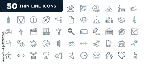 set of most common used 50 web icons in outline style. thin line icons such as phishing, alternative, balcony, disco, guidelines, dentistry, puzzle piece vector photo