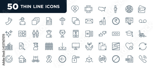 set of most common used 50 web icons in outline style. thin line icons such as childcare, christ, sailor, bachelor, m2, hiv, dxf vector