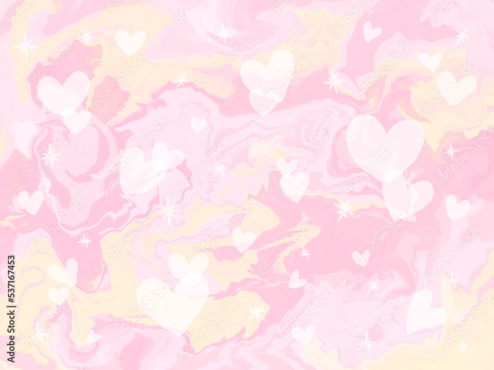 Yumekawa Pink Heart and Marble Pattern Hand Drawn Illustration Background / ゆめかわピンク ハートとマーブル模様 手描きイラストの背景 Yumekawa Pink Heart and Marble Pattern Hand Drawn Illustration Background / ゆめかわピンク ハートとマーブル模様 手描きイラストの背景