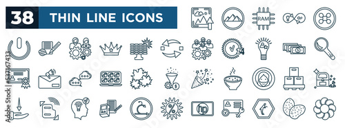 set of most common used web icons in outline style. thin line icons such as upload image, quit, swap, loupe, autumn, pallet, courses, waiter vector