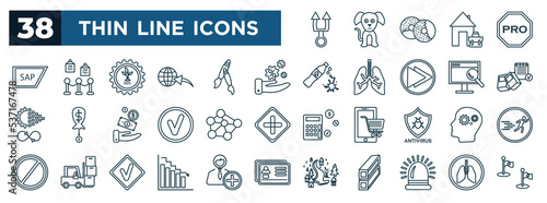 set of most common used web icons in outline style. thin line icons such as split, sap, promo, subject, multiple, brainstorming, reduce, siren vector