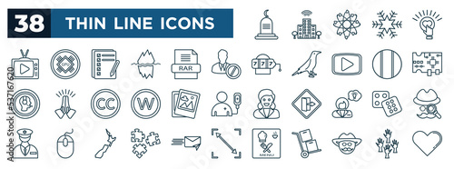 set of most common used web icons in outline style. thin line icons such as grave, classic, absent, pcb, pic, chance, piece, cowboy vector