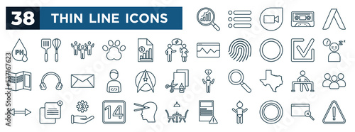 set of most common used web icons in outline style. thin line icons such as market research, ph, argument, insomnia, star trek, physical therapy, ios 14, circle button vector photo