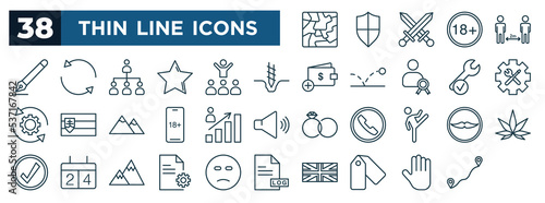 set of most common used web icons in outline style. thin line icons such as marble, calligraphy, drilling, tech support, personal development, mexican, content management, labels vector
