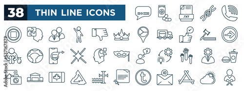 set of most common used web icons in outline style. thin line icons such as subtitle, stop button, royal, next step, simplicity, experts, affinity, ios app vector