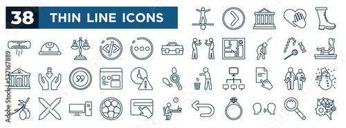 set of most common used web icons in outline style. thin line icons such as stable, ac, kit, tailor, expired, teachers, soccer ball, say vector