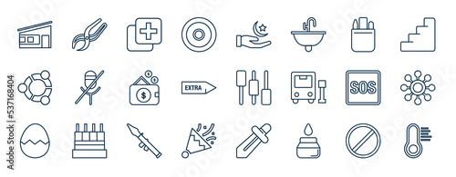 set of most common used web icons in outline style. thin line icons such as modern, bullseye, stationery, quiet, configure, spread, launcher, ink vector.