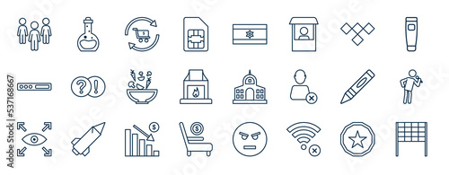 set of most common used web icons in outline style. thin line icons such as people group, , tidal, mart, government building, musician, low cost, disconnected vector.
