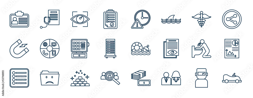 set of most common used web icons in outline style. thin line icons ...