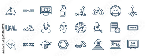 set of most common used web icons in outline style. thin line icons such as sailboat, dispenser, scrum master, terrain, pesticide, rug, chameleon, heaven vector.