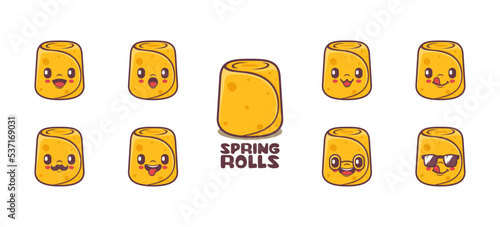 spring rolls cartoon. food vector illustration