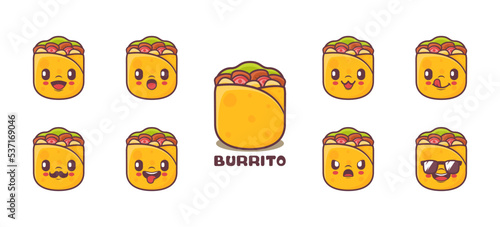 burrito cartoon. mexican food vector illustration