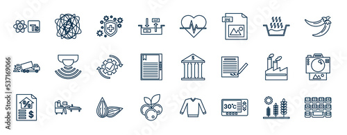 set of most common used web icons in outline style. thin line icons such as typescript, in out, hot water, sensors, banks, snapshot, almond, thermostat vector.