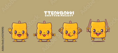 Tteokbokki cartoon mascot. korean food vector illustration