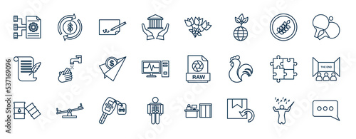 set of most common used web icons in outline style. thin line icons such as compile, heritage, gluten, handwashing, raw, the end, car key, revert vector.
