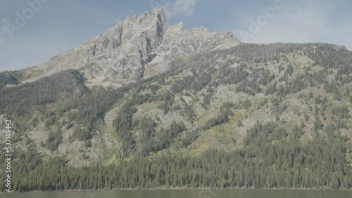 Teewinot Mountain and Mount St. John from Jenny Lake Shuttle Boat in Grand Teton National Park Wyoming photo