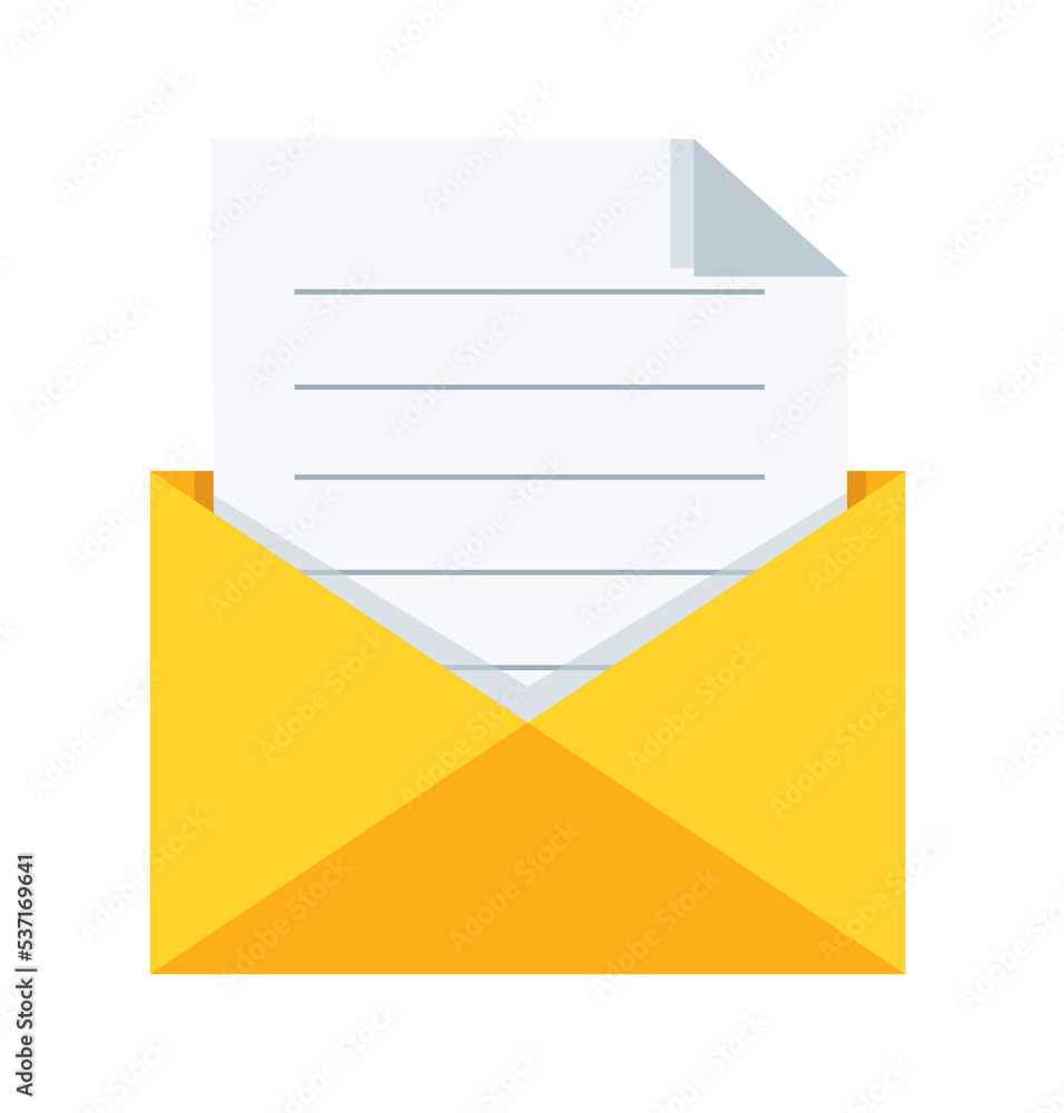 Open envelope with a paper document Open envelope with a paper document