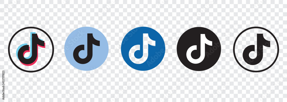 Tik tok mobile app solid logo in circle collection. Tiktok logotype vector illustration. Stock ...
