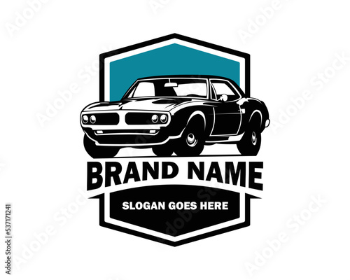 Muscle car front view emblem ready made logo template vector isolated