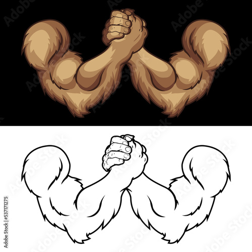 Silhouette fitness gym bodybuilding arm hand icon logo mixed martial art mma vector illustration isolated