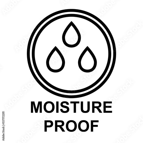 Moisture proof outline symbol. Water drops protection vector information sign