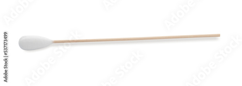 Cotton swabs on a wooden base for the ears close-up isolated on alpha background