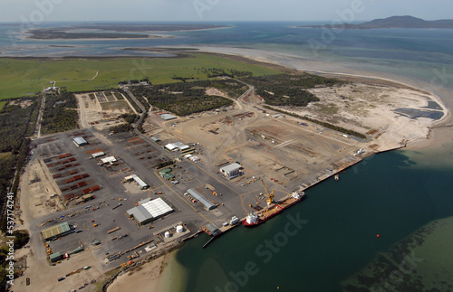 Aerial view of the Barry Beach Marine Terminal in Gippsland Australia photo