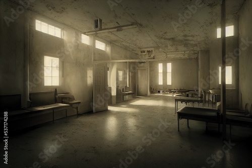 illustration of a old psychiatric hospital