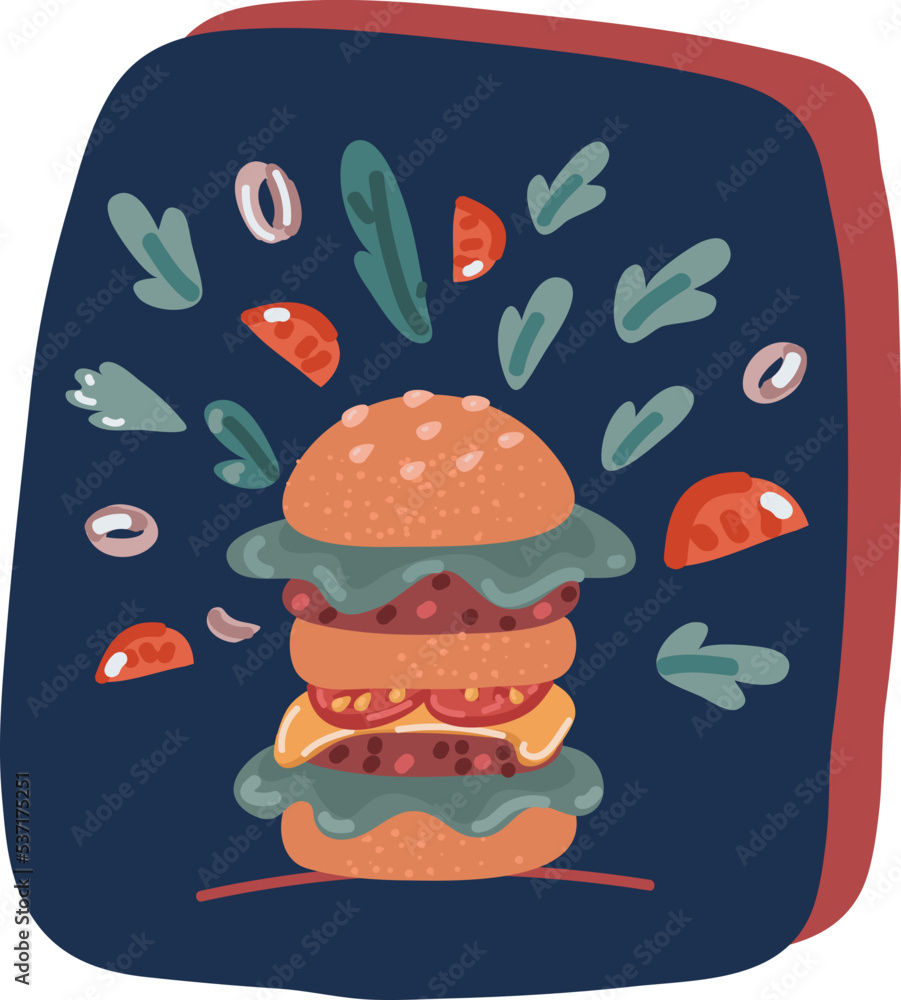 Cartoon vector illustration of duble Burger Cartoon vector illustration of duble Burger