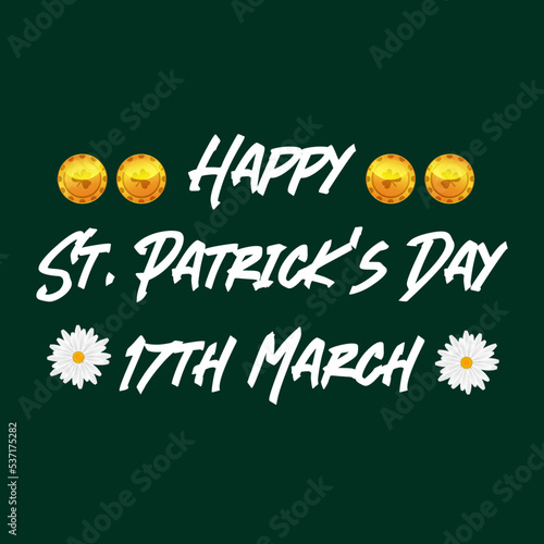 St. Patricks Day Vintage Holiday Banner Design | Poster for Saint Patricks Day, Original Decorative Typeface for Festive Text st. Patrick's Day, Creative Typography with Flourishes For St Patricks Day