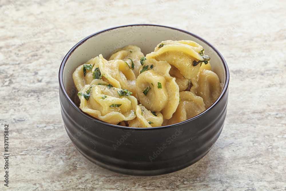 Russian boiled dumplings with meat Russian boiled dumplings with meat
