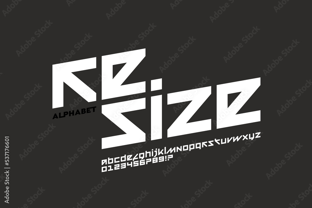 Modular style modern font design, alphabet letters and numbers vector illustration