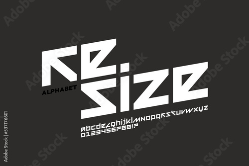 Modular style modern font design, alphabet letters and numbers vector illustration
