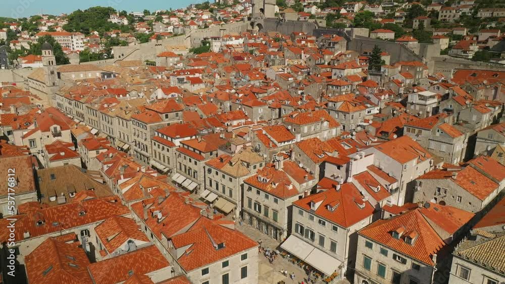 Slow aerial view over Old town in Dubrovnik, Croatia Slow aerial view over Old town in Dubrovnik, Croatia
