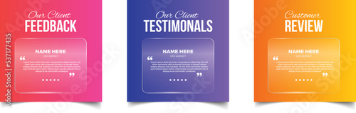 Customer feedback testimonial social media post web banner template. client feedback customer review social media post template