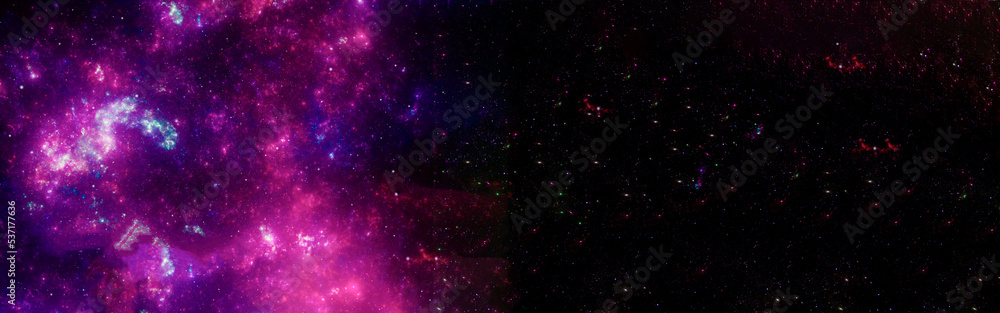 Banner starry outer space background texture . Colorful Starry Night Sky Outer Space background. 3D illustration
