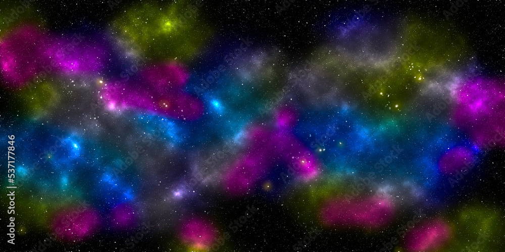 Background concept of nature, sky and stars filled the sky at night. Colorful universe, beautiful, peaceful. Travel and adventure to explore the stars, nebula, beauty.