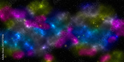 Background concept of nature, sky and stars filled the sky at night. Colorful universe, beautiful, peaceful. Travel and adventure to explore the stars, nebula, beauty.
