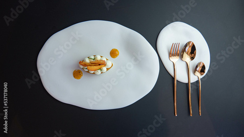 Fototapeta Naklejka Na Ścianę i Meble -  assiette gastronomique pâtisserie abricot