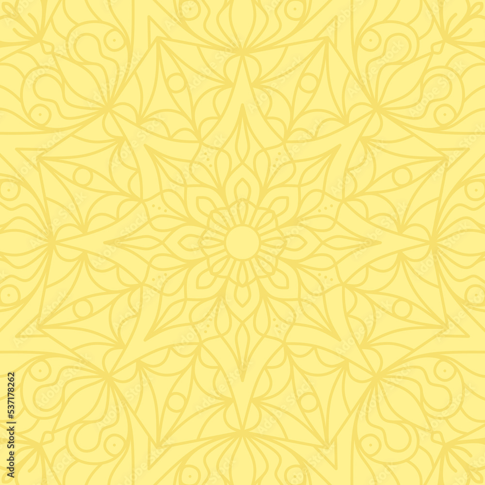 Obraz premium Yellow square background with mandala ornament.