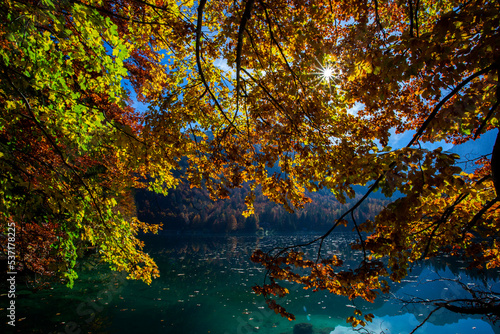 Laghi di Fusine  Fusine lakes  in Italy - autumn landscape
